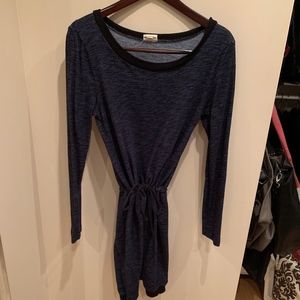 Blue/Black T-shirt Dress with cinch waist